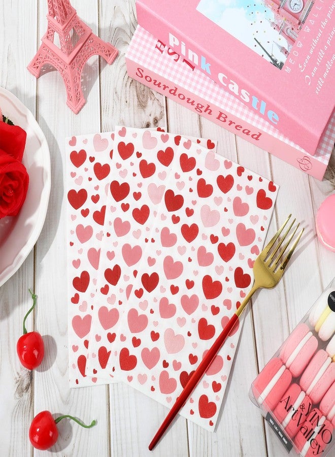 JarThenaAMCS مناديل ورقية للاستخدام مرة واحدة من JarThenaAMCS، بتصميم قلوب عيد الحب، ثلاث طبقات، ألوان أحمر، أبيض، وردي، مناسبة للعشاء، لتزيين طاولة الحفلات والمناسبات، 80 قطعة - Image 4